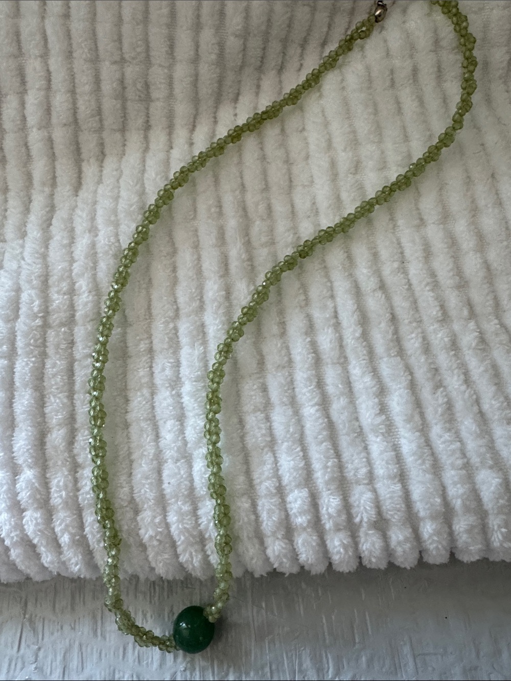 Green Aventurine and Peridot Beaded Necklace 20 Inches in Platinum Over Sterling